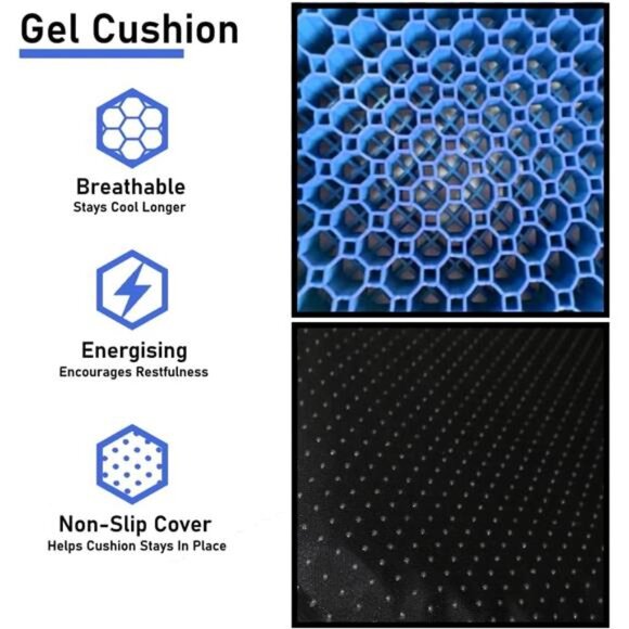 Large gel seat cushion cooling honeycomb support tailbone sciatica chair pillow - Picture 2 of 8